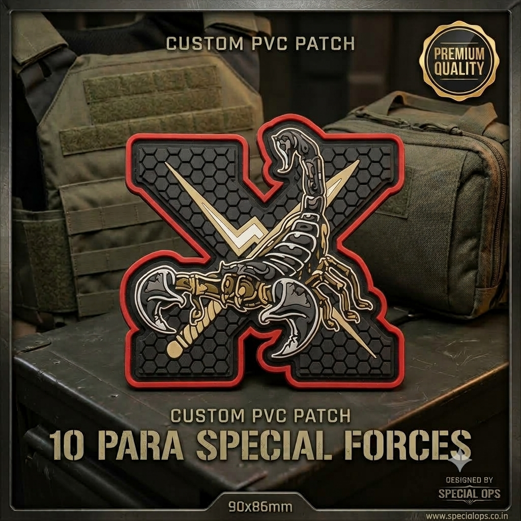 10 PARA Special Forces 3D PVC patch with red border accent on tactical gear box by SPECIAL OPS