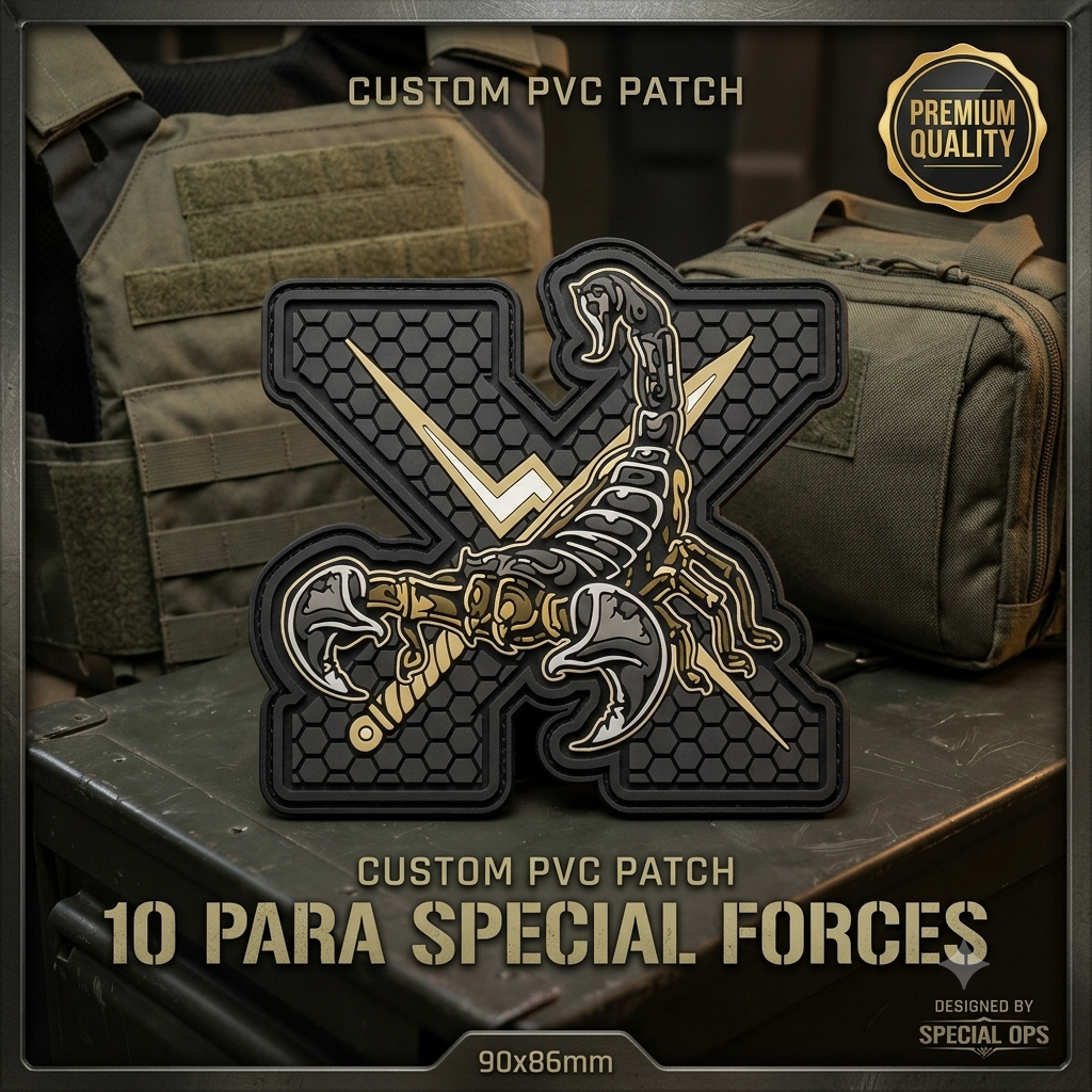 10 PARA Special Forces 3D PVC patch with Black border accent on tactical gear box by SPECIAL OPS