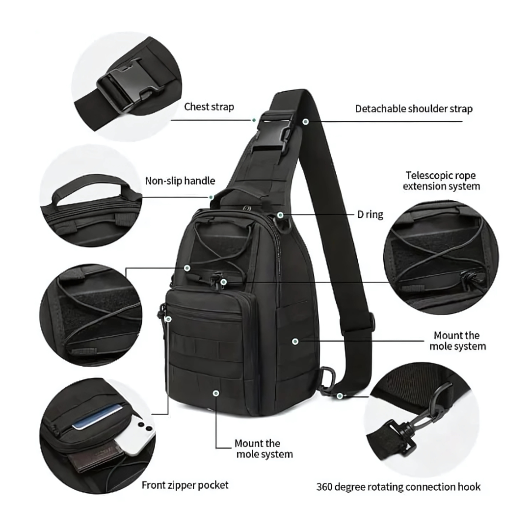Marksman Tactical Sling Bag - BLACK | 500D Nylon EDC Crossbody | SPECIAL OPS