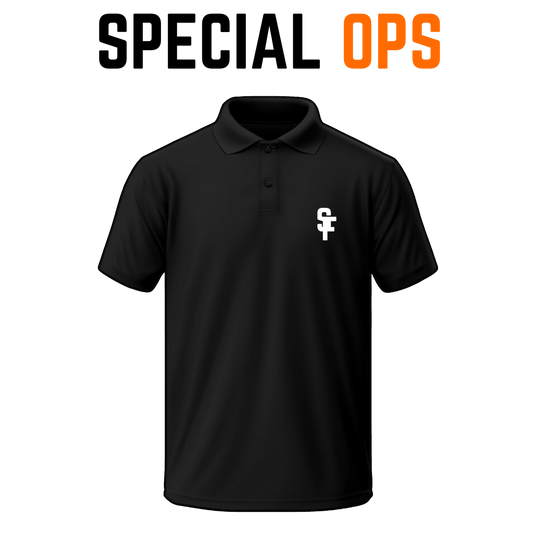 Special Forces Polo Tshirt - SPECIAL OPS - Black/Embroidery Details SPECIAL OPS