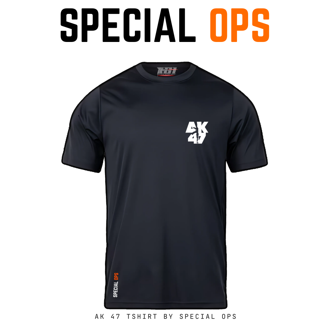 AK-47 Inspired Tactical T-Shirt by SPECIAL OPS – Dry Fit Military Tee for Indian Army Soldiers