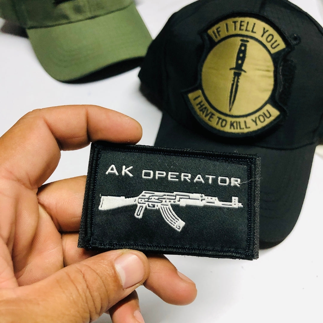 Tactical Morale Patch – AK Rifle Themed with Hook-and-Loop Fastener