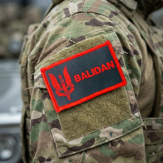 Balidan badge on Soldiers uniform shoulder sleeve