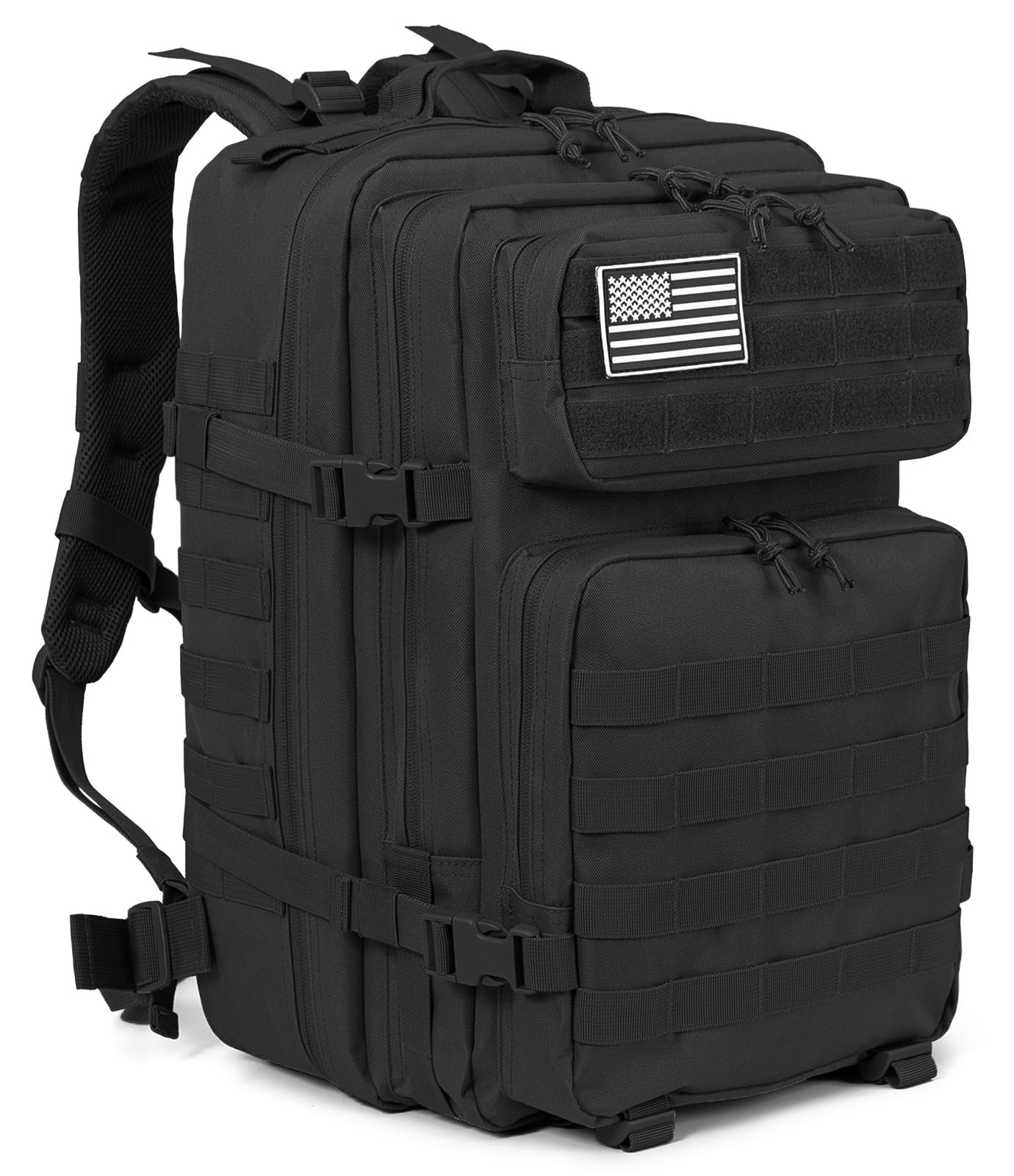 Black SPECIAL OPS assault backpack showing MOLLE attachment points and padded straps