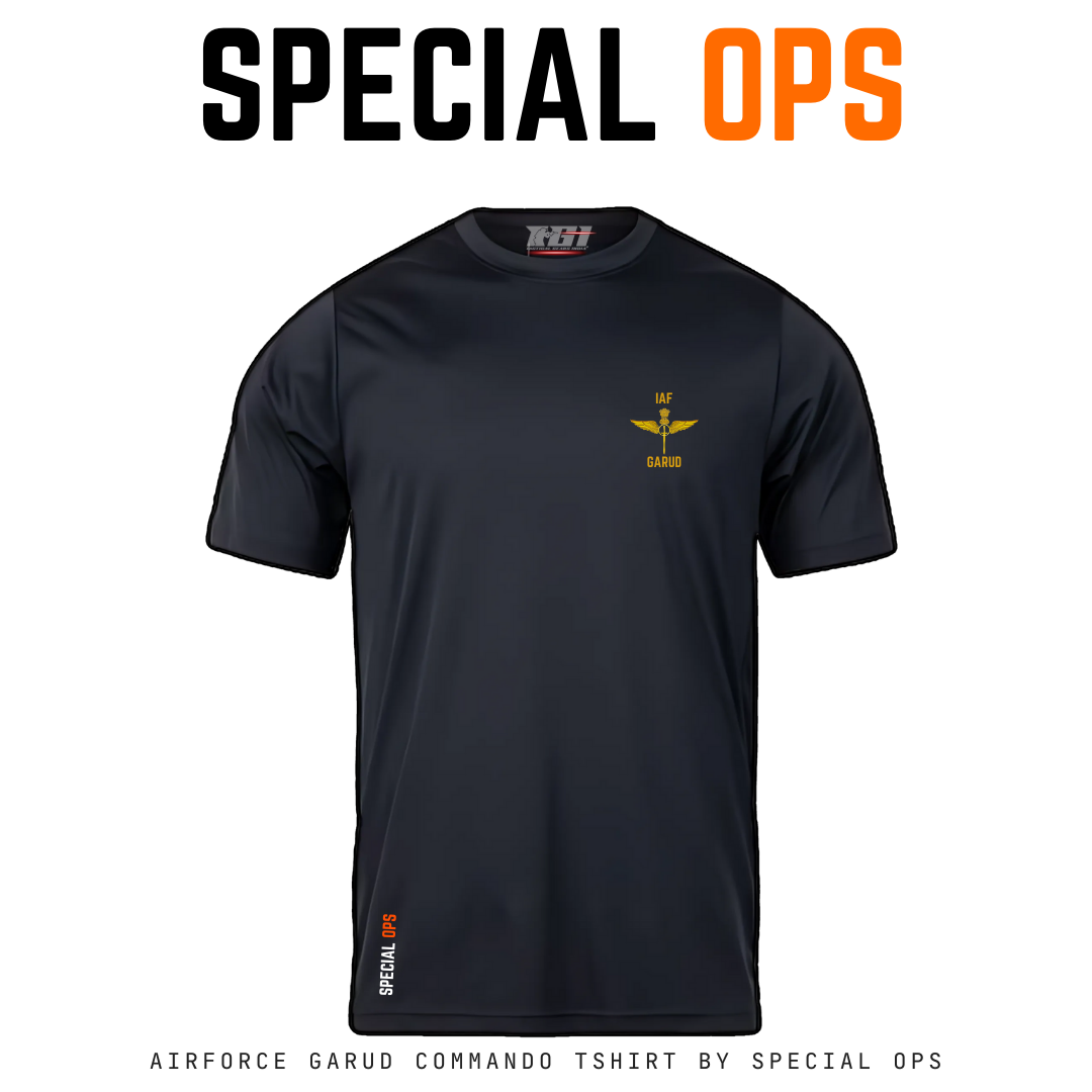 Indian Air Force Garud Commando Black T-Shirt – Dry Fit Tactical Tee for Summer Training
