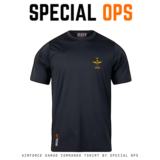 Indian Air Force Garud Commando Black T-Shirt – Dry Fit Tactical Tee for Summer Training