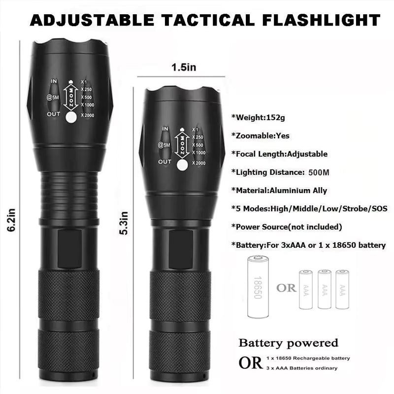 Camping & Emergency Flash Light - Rechargable Tactical Gear India