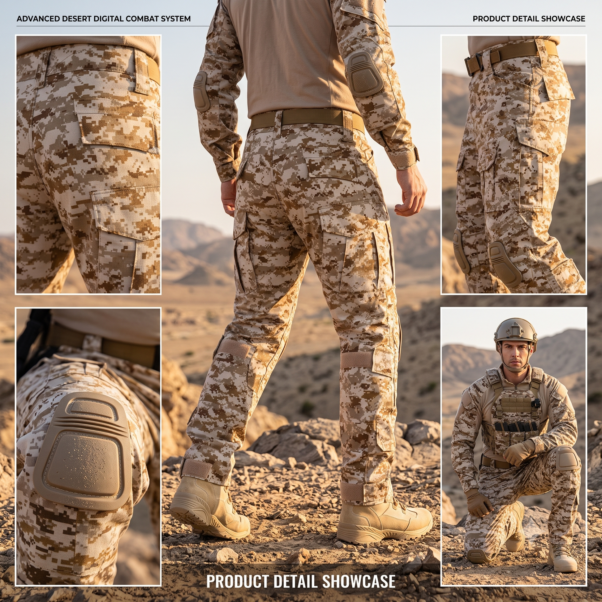 Military-grade tactical pants with multiple cargo pockets and adjustable waist.