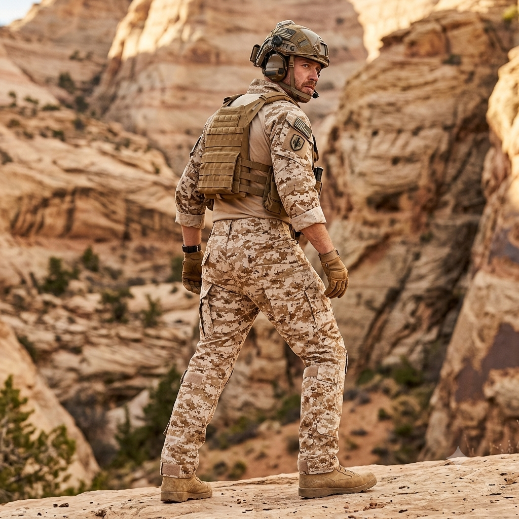 Digital desert camouflage tactical uniform set for Indian Special Forces.