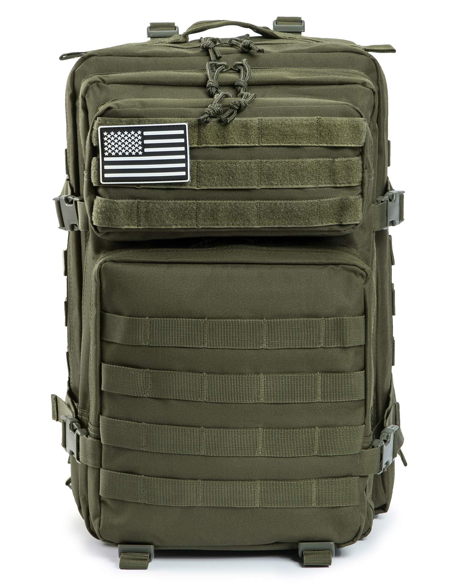 Military grade waterproof tactical rucksack with multiple compartments and laptop sleeve