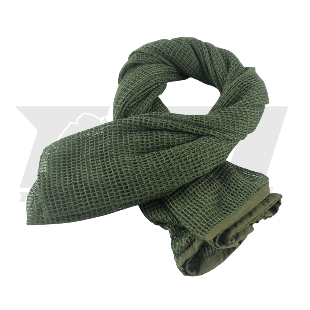 Close-up of Olive Green mesh texture of the tactical scrim net sniper veil