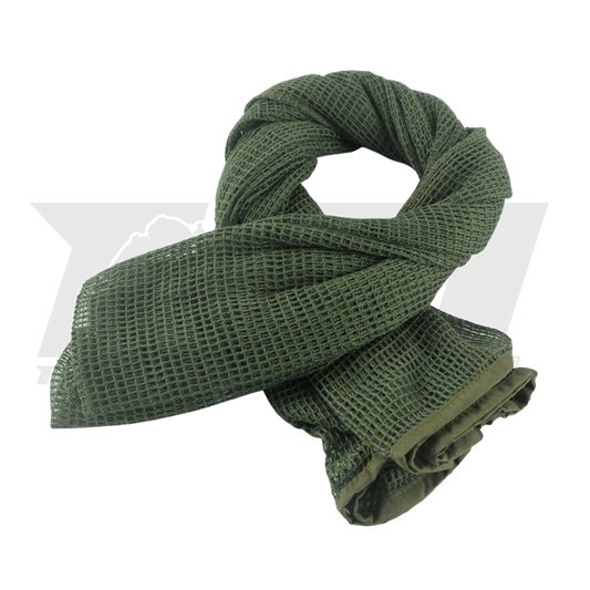 Close-up of Olive Green mesh texture of the tactical scrim net sniper veil
