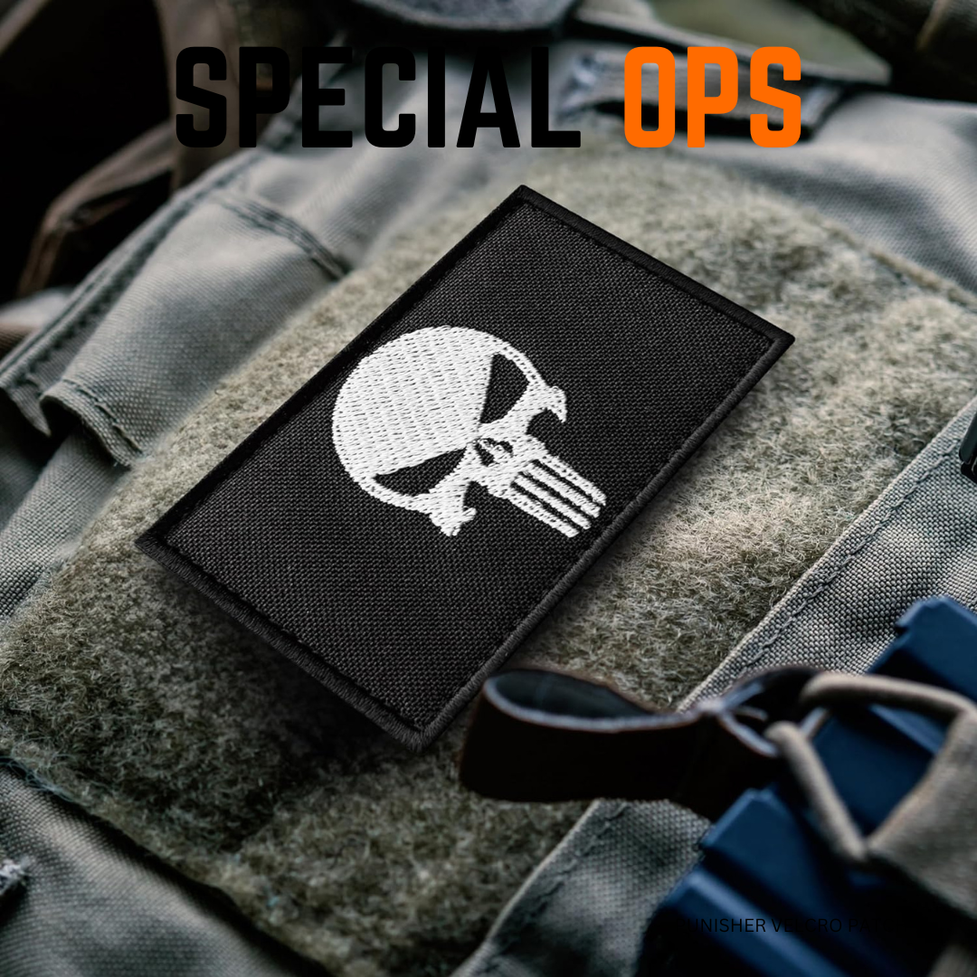 PUNISHER PATCH - Set of 2 Embroidered Skull Design SPECIAL OPS