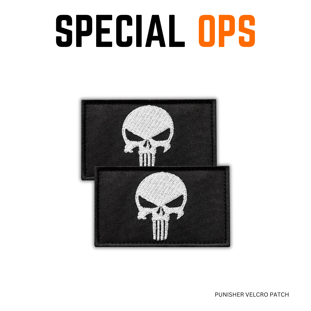 PUNISHER PATCH - Set of 2 Embroidered Skull Design SPECIAL OPS