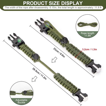 5-in-1 paracord survival bracelet for camping, hiking, and outdoor adventures