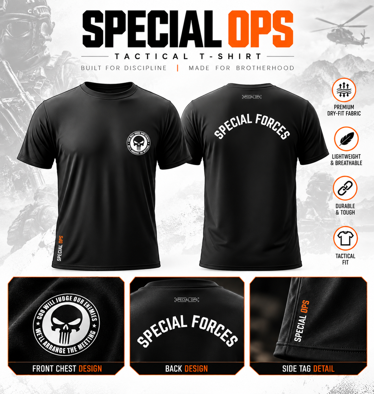 SPECIAL FORCE T-Shirt | Black Military T-Shirt India SPECIAL OPS