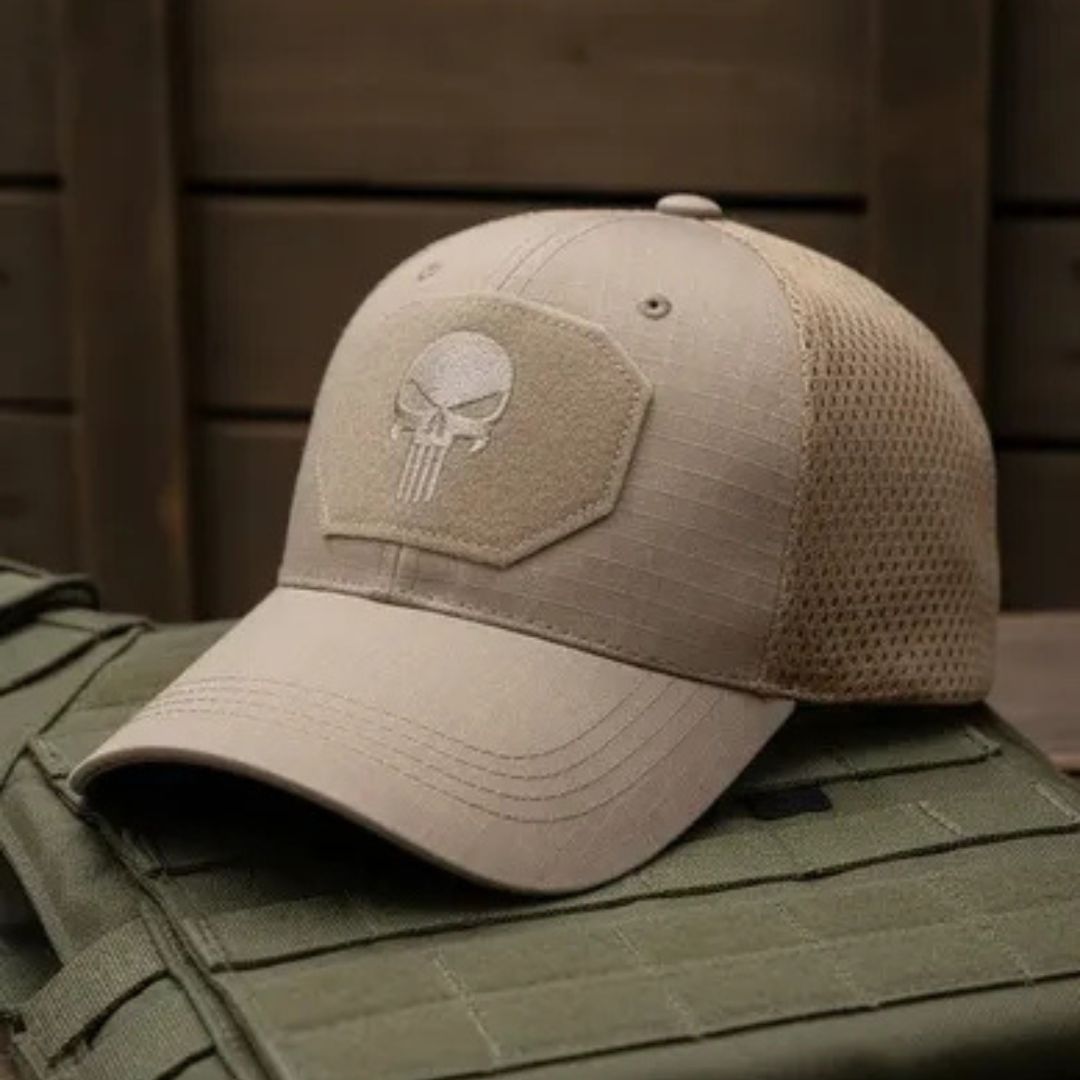 Adjustable military style Punisher Skull baseball cap for outdoor use