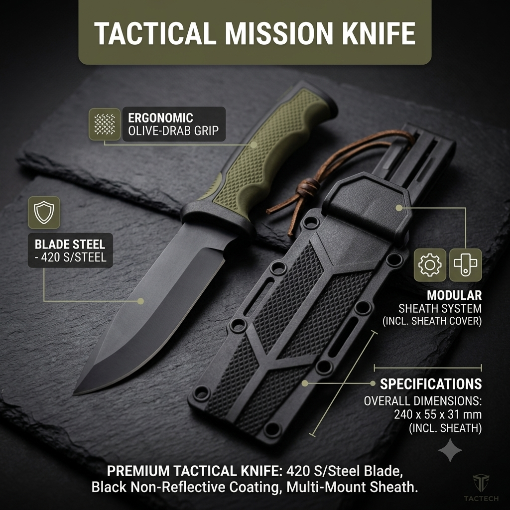 Tactical Fixed Blade Knife with Sheath - 420 Stainless Steel | Outdoor Gear SPECIAL OPS