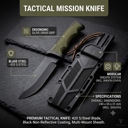 Tactical Fixed Blade Knife with Sheath - 420 Stainless Steel | Outdoor Gear SPECIAL OPS