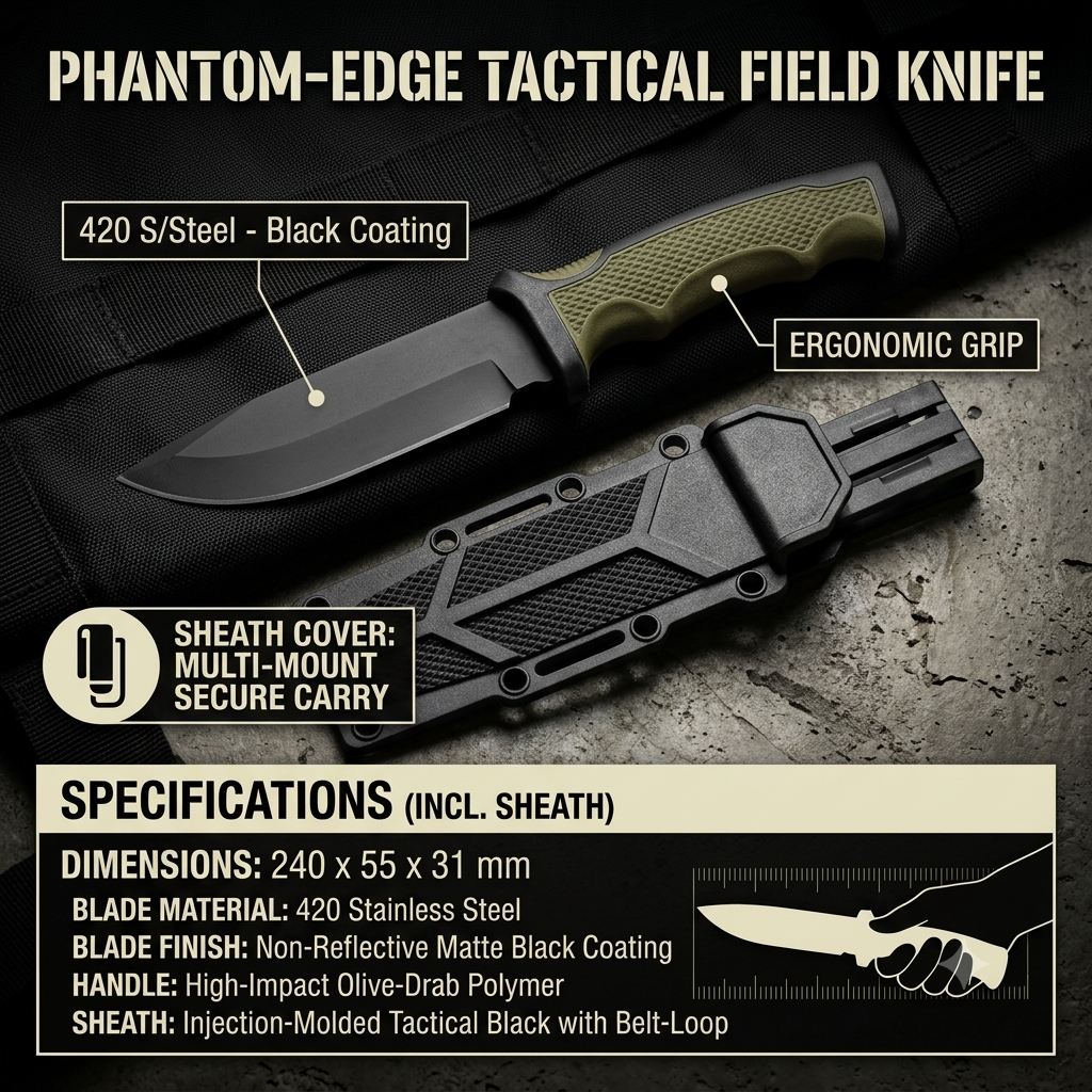 Tactical Fixed Blade Knife with Sheath - 420 Stainless Steel | Outdoor Gear SPECIAL OPS