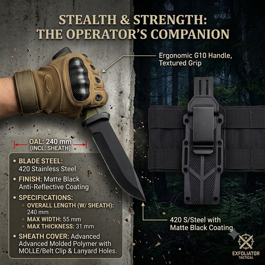 Tactical Fixed Blade Knife with Sheath - 420 Stainless Steel | Outdoor Gear SPECIAL OPS
