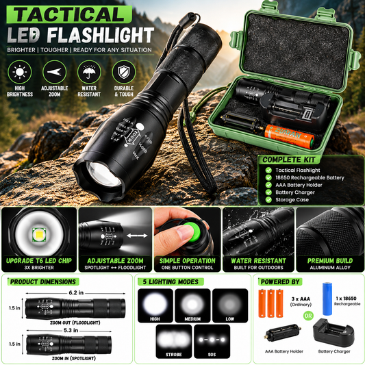 Camping & Emergency Flash Light - Rechargable Tactical Gear India