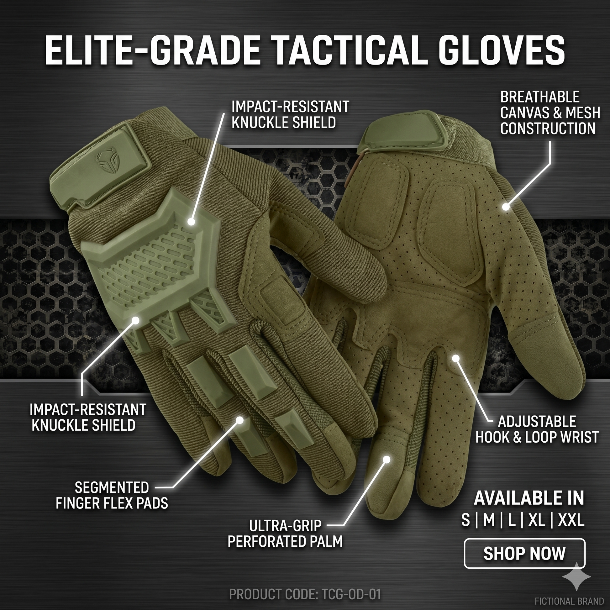 Close-up of heavy-duty thermoplastic knuckle shield on military hand protection gloves.